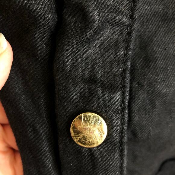 Chico's Black Linen Utility Jacket 100% Linen 2 LG Lightweight Zip Military Chic - Picture 7 of 11